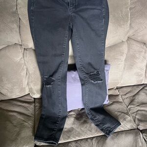 SO Women's Distressed Dark Gray Skinny Jeans